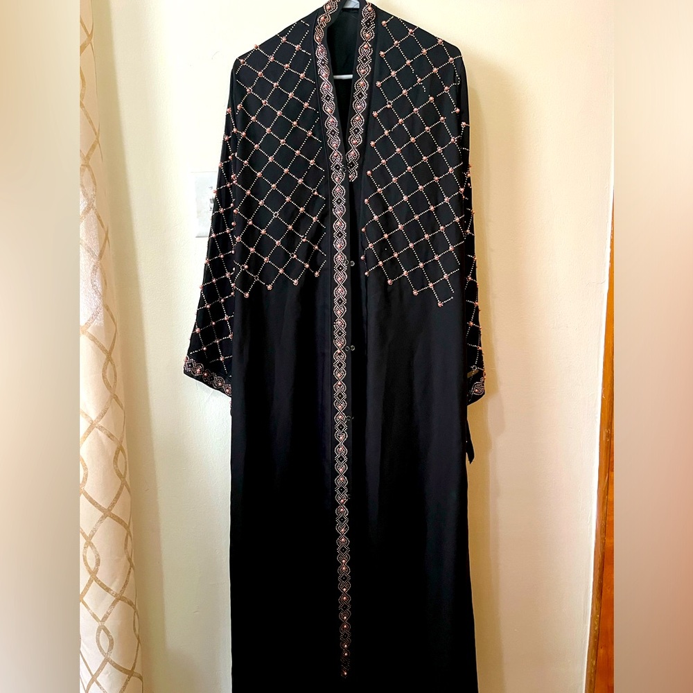 Diamond Black Open Abaya